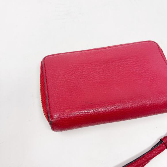 Tory Burch Red Robinson Clutch Wallet Saffiano Leather Full Zip Around Pocket - Picture 6 of 12